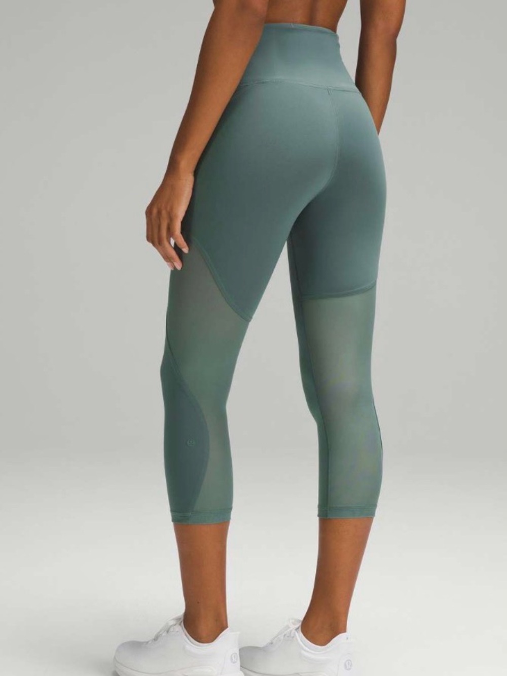 Lululemon Wunder Train Mesh Panel High-Rise Crop 21 Medium Forest W6CPAS Mesh 10 - Picture 4 of 14